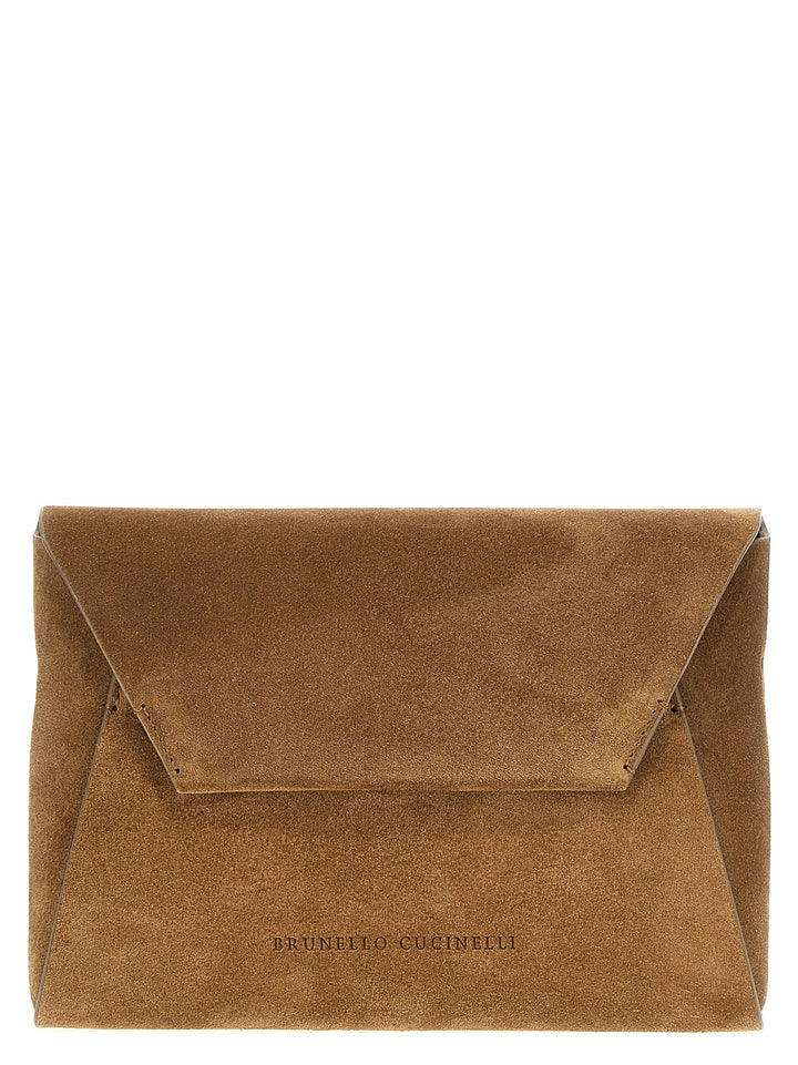 Brunello Cucinelli Monile Suede  Bag Clutch - Marrone | 5db11594c2630e534ffaff8431e0456a6f230714