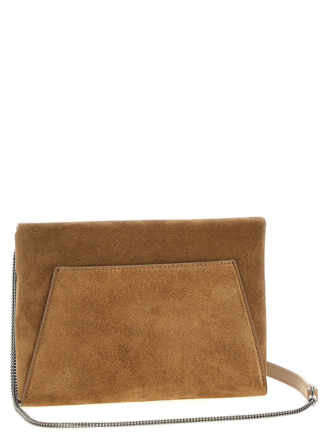 Brunello Cucinelli Monile Suede  Bag Clutch - Marrone | 06fc05667f15e118e246a2bb87c407f74d676c16