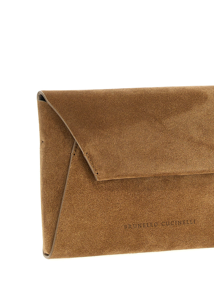 Brunello Cucinelli Monile Suede  Bag Clutch - Marrone | 27f03c37432dff9c75763810b48bf06b0b7aa368