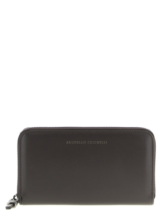 Shiny Zipper Pull Portafogli Marrone