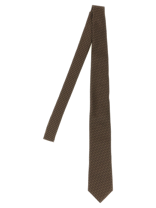 Texture Silk Tie Cravatte Marrone