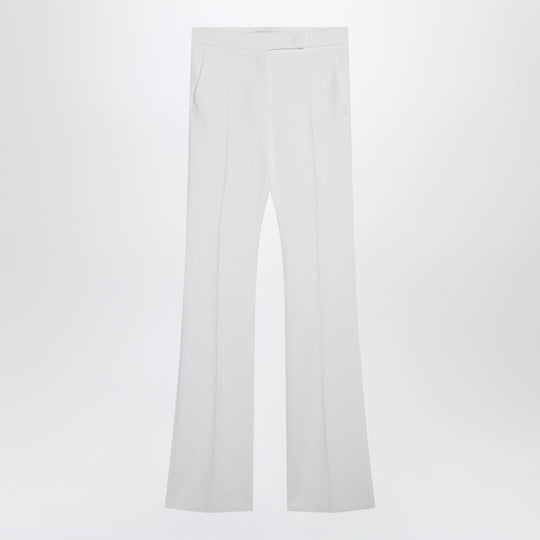 Optical White Slim Trousers In Crêpe Canvas