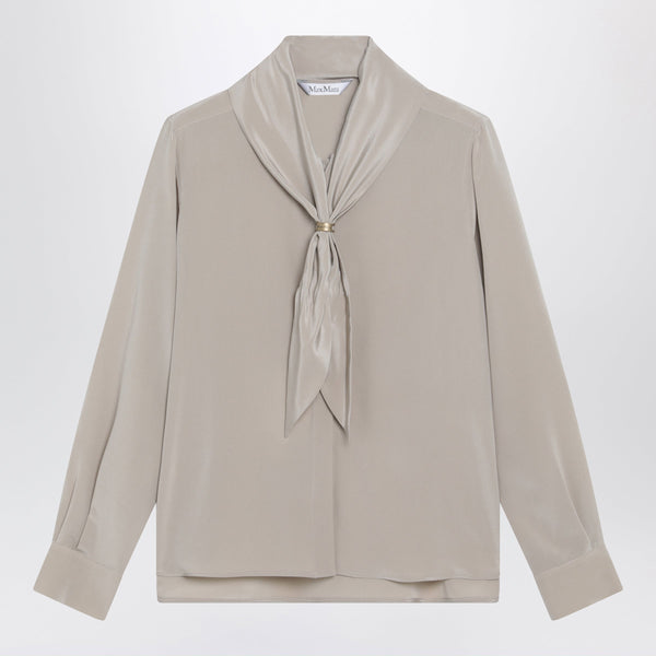 Rock Beige Silk Blouse With Scarf