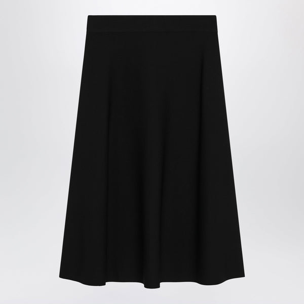 Flared Midi Skirt In Viscose Crêpe Yarn, Black