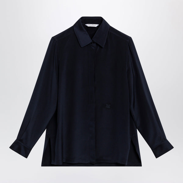 Navy Blue Silk Shirt