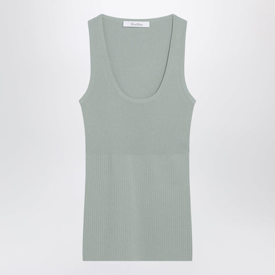 Sleeveless Ribbed Top In Sage Green Technical Yarn