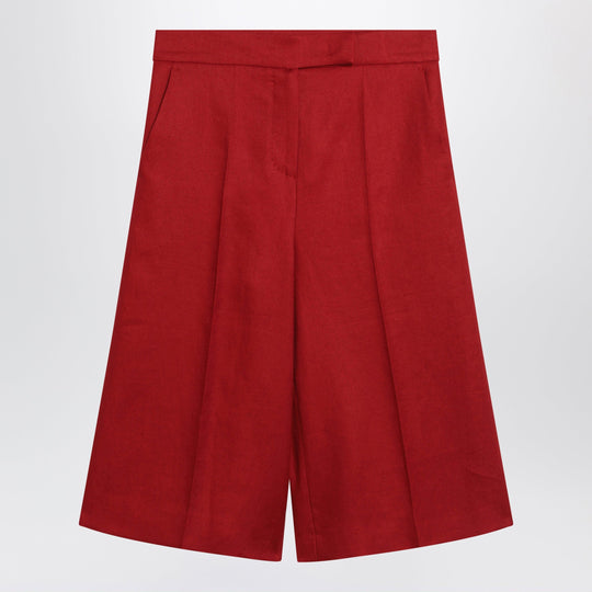 Red Linen Bermuda Shorts