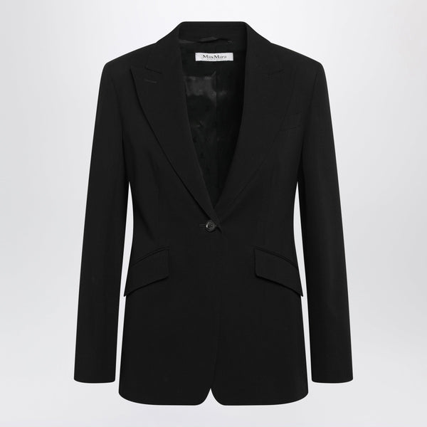 Blazer Nero Slim-Fit In Gabardine Di Lana Vergine