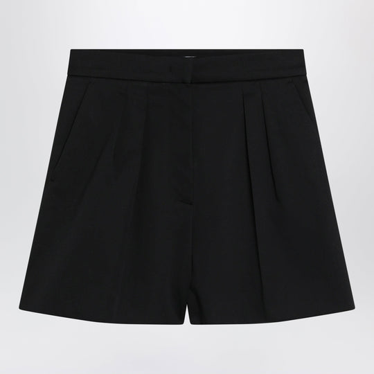 Black Stretch Cotton Satin Shorts