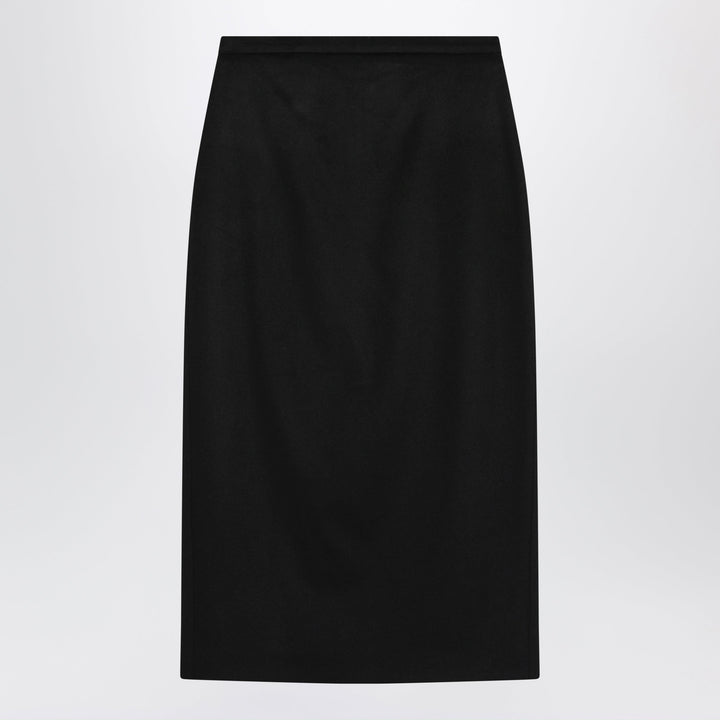 Max Mara Jupe Crayon Noire En Zibeline Camel