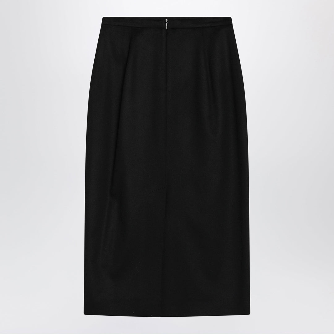 Max Mara Jupe Crayon Noire En Zibeline Camel
