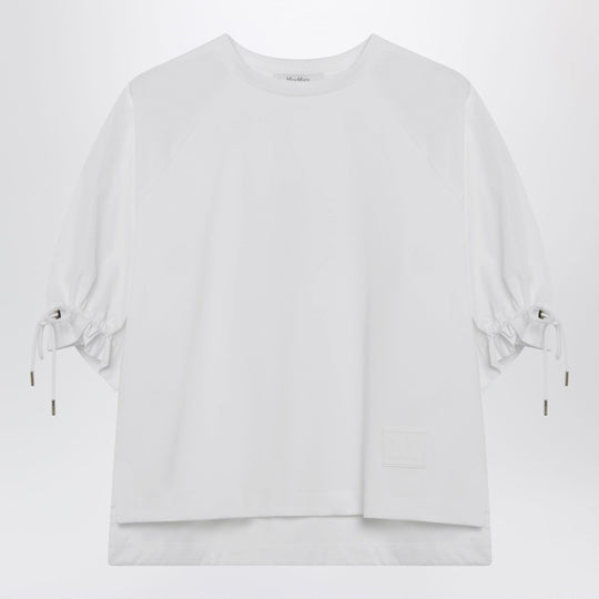 Optical White Cotton-Blend Jersey Top