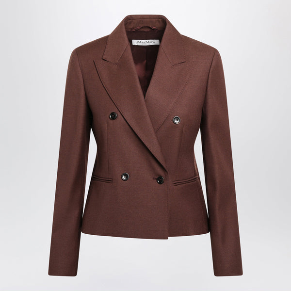 Double-Breasted Burnt Denim-Effect Wool Jacket
