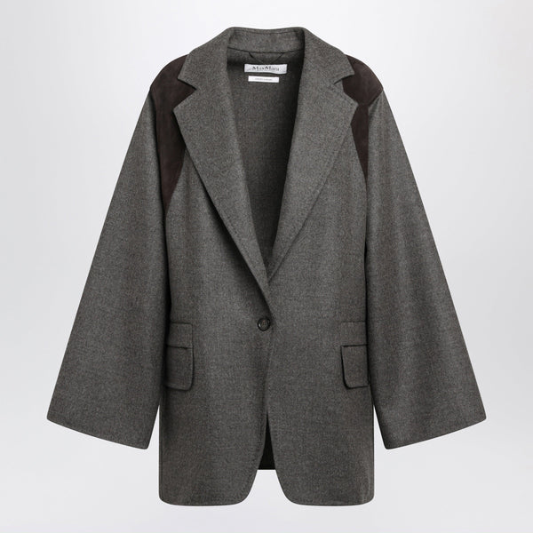 Grey Mélange Oversized Blazer In Wool