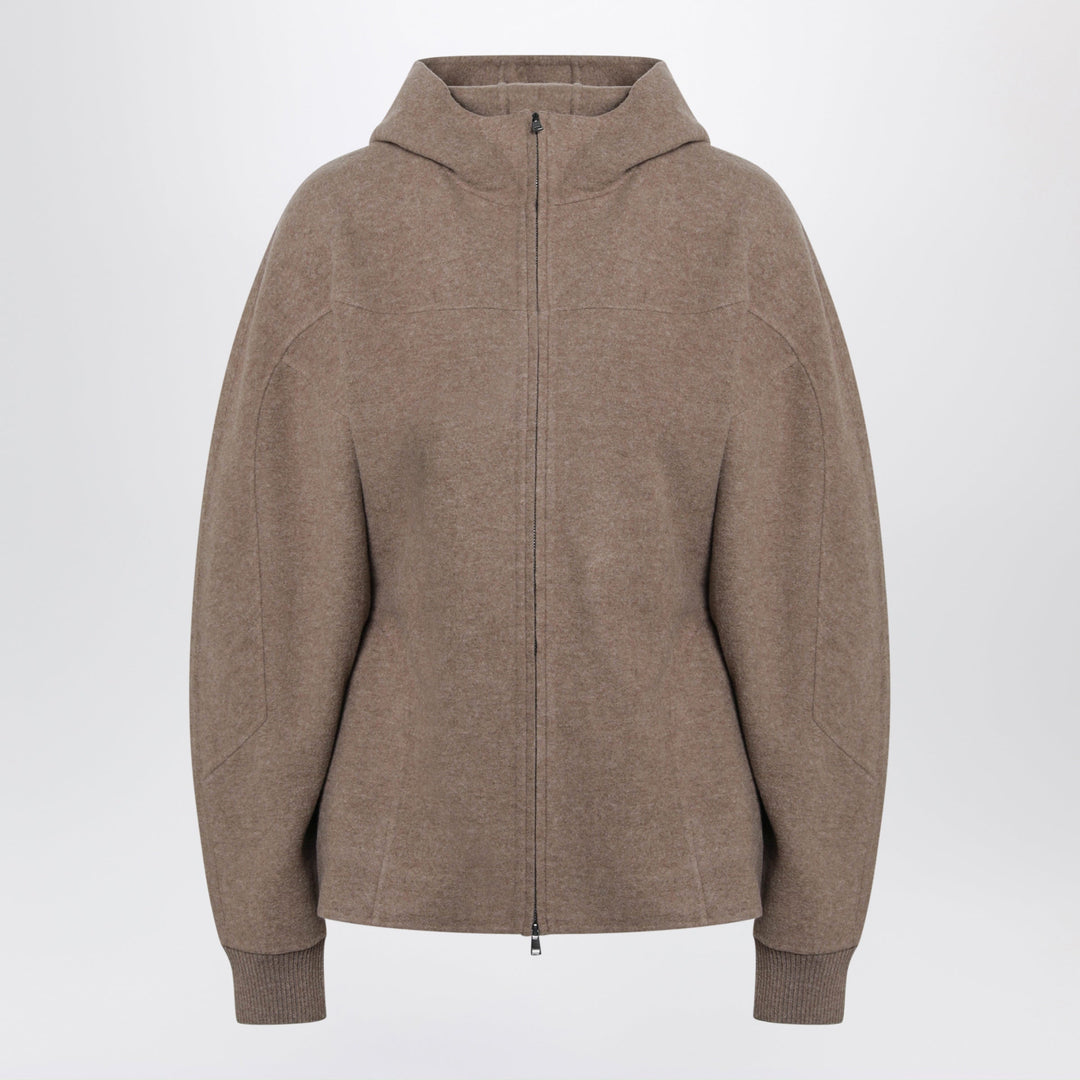 Max Mara Sweat À Capuche Marron En Laine Et Cachemire