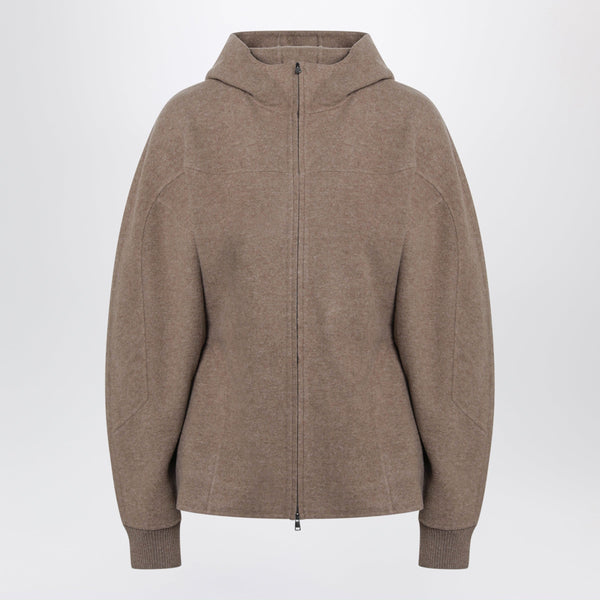 Brown Hooded Sweatshirt In Wool And Cashmere