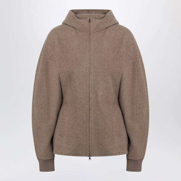 Max Mara Sweat À Capuche Marron En Laine Et Cachemire