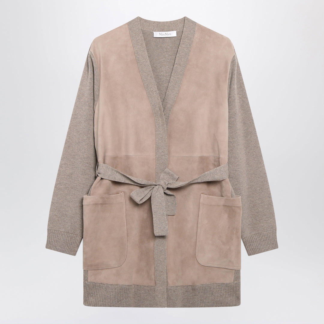 Max Mara Cardigan Chiné Beige En Laine Et Cachemire