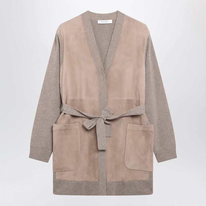 Max Mara Cardigan Chiné Beige En Laine Et Cachemire
