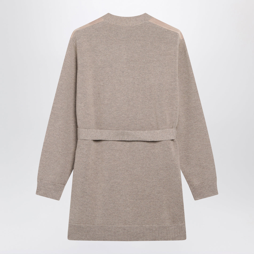 Max Mara Cardigan Chiné Beige En Laine Et Cachemire