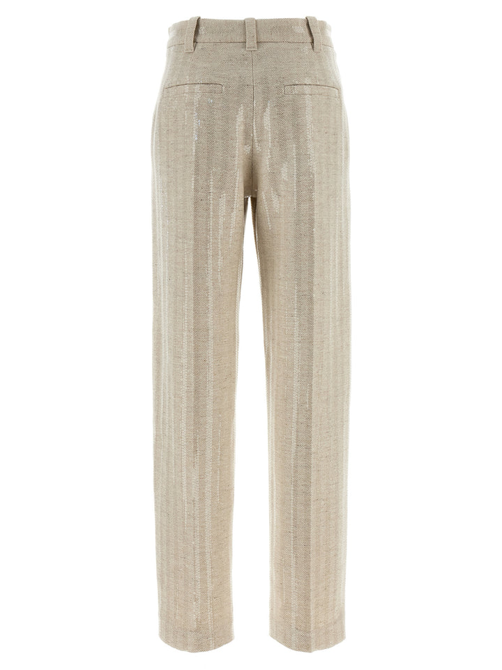 Brunello Cucinelli Herringbone Pantaloni - Beige | 1b195c18571c716580878784b25c8630d9f5458d