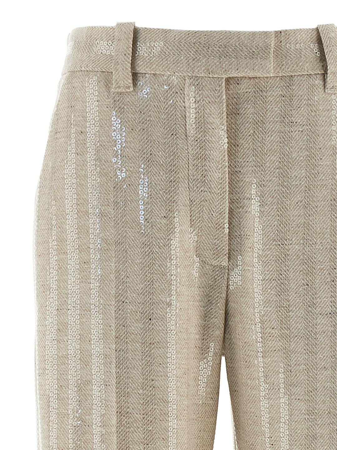 Brunello Cucinelli Herringbone Pantaloni - Beige | 21bf749e51ab2a6ce7145865c8904d2e5b27fe18