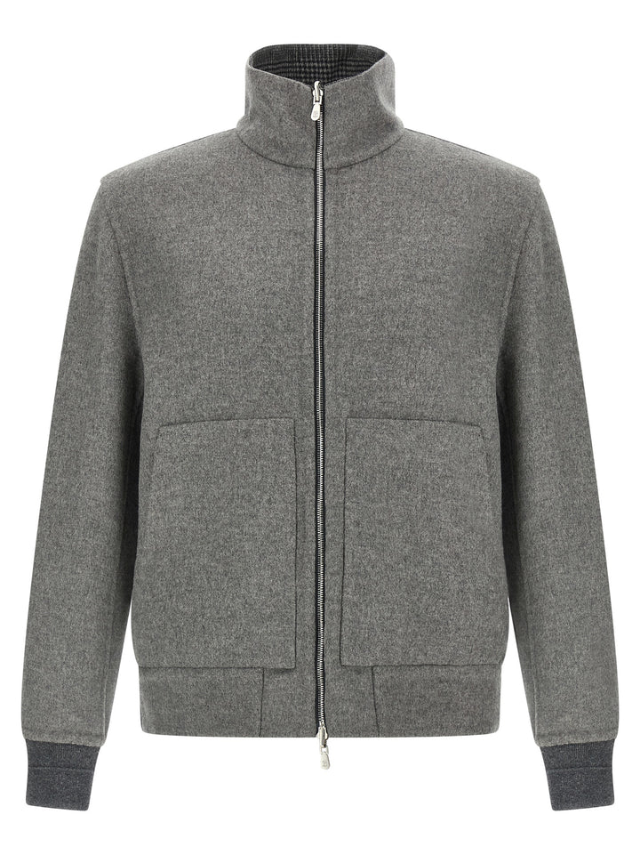 Brunello Cucinelli Cashmere Reversible Bomber Jacket Puffer Jackets - Grigio | 76ec3e779f847ff78304f7bc099e39214b076832