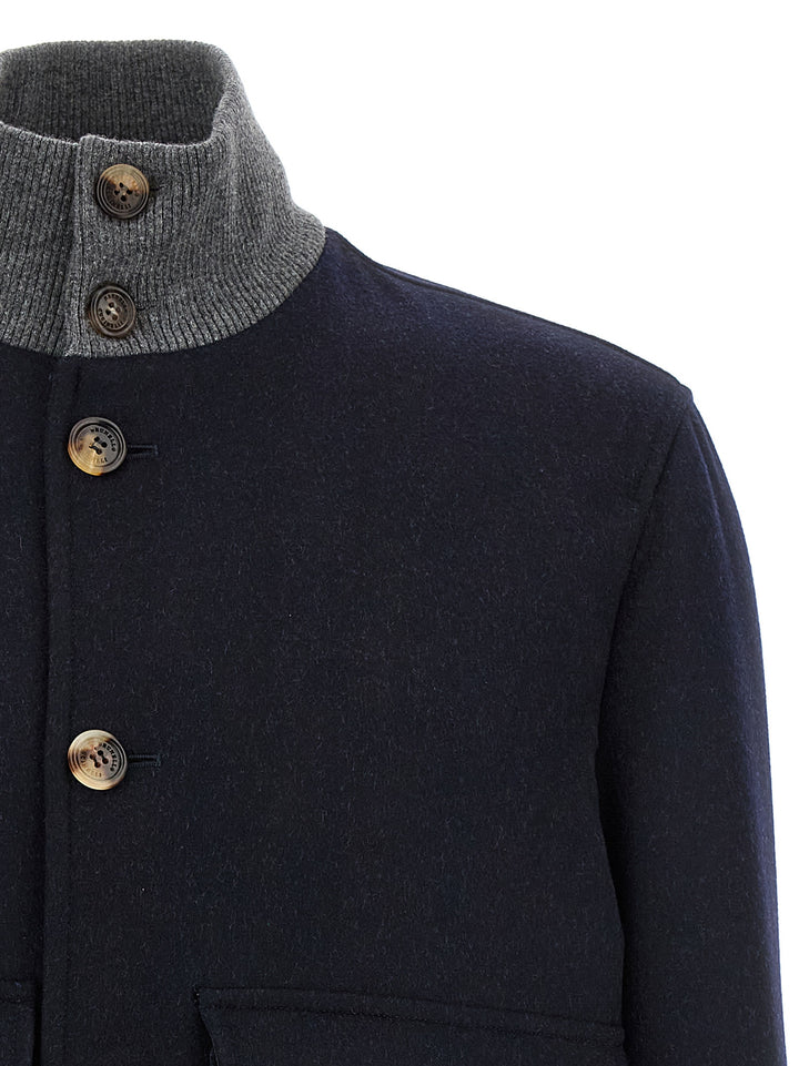 Brunello Cucinelli Wool Bomber Jacket Puffer Jackets - Blu | f4a3af5cca52d6ac61c624320679aa892ac6c8ea