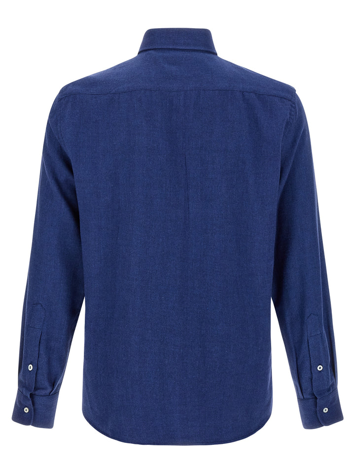 Brunello Cucinelli Herringbone Shirt Camicie - Blu | 73dc85693db10687bfe1161b191065746af097ba