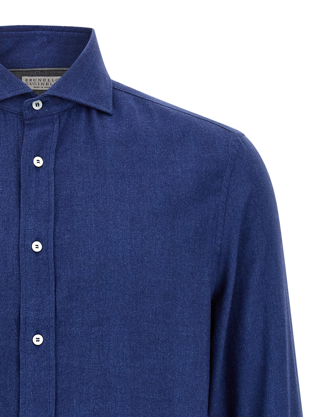 Brunello Cucinelli Herringbone Shirt Camicie - Blu | c21bf808333e3d108832b1497a26eac6a2e05697