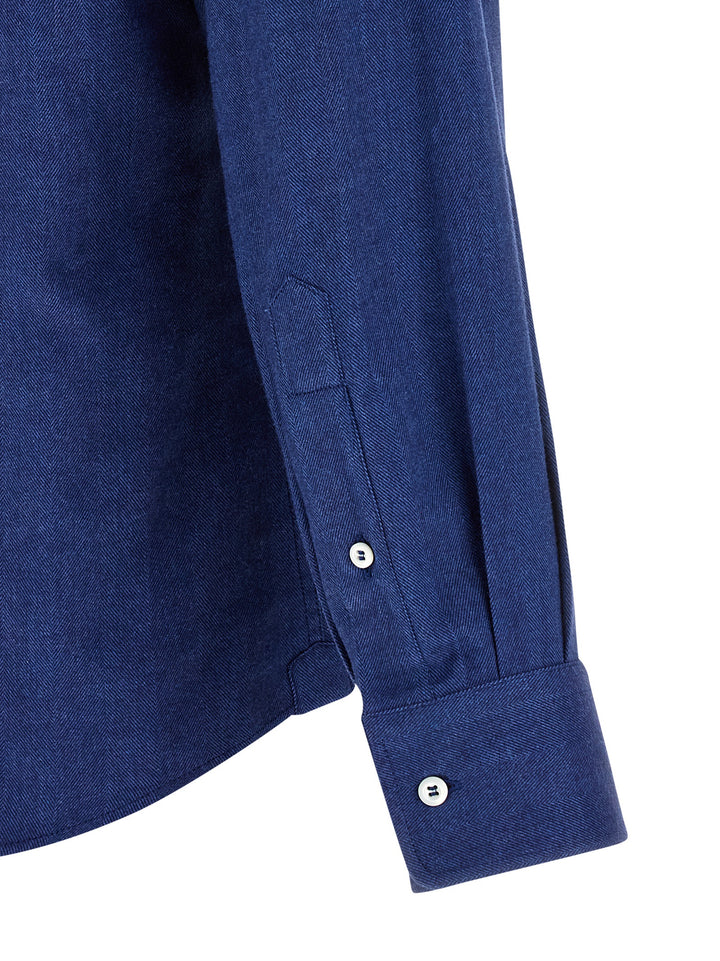 Brunello Cucinelli Herringbone Shirt Camicie - Blu | ac05d20f674ea4c2ec22a505957ab03d416c5c98