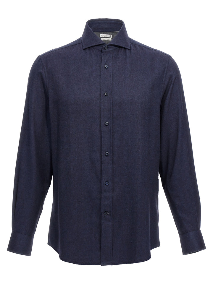 Brunello Cucinelli Herringbone Shirt Camicie - Blu | dbfed3c128c5356b651bd393330ecb96679bdcf7