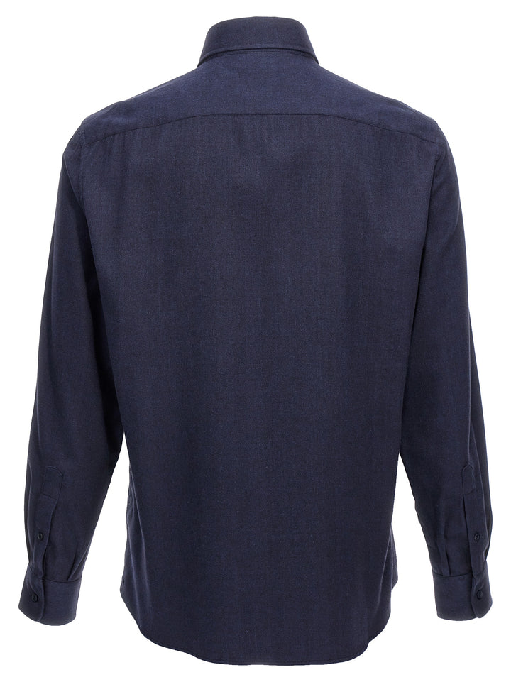 Brunello Cucinelli Herringbone Shirt Camicie - Blu | f0d19e9265dd7cfeadf2fc5032bc5605ec9ccf87