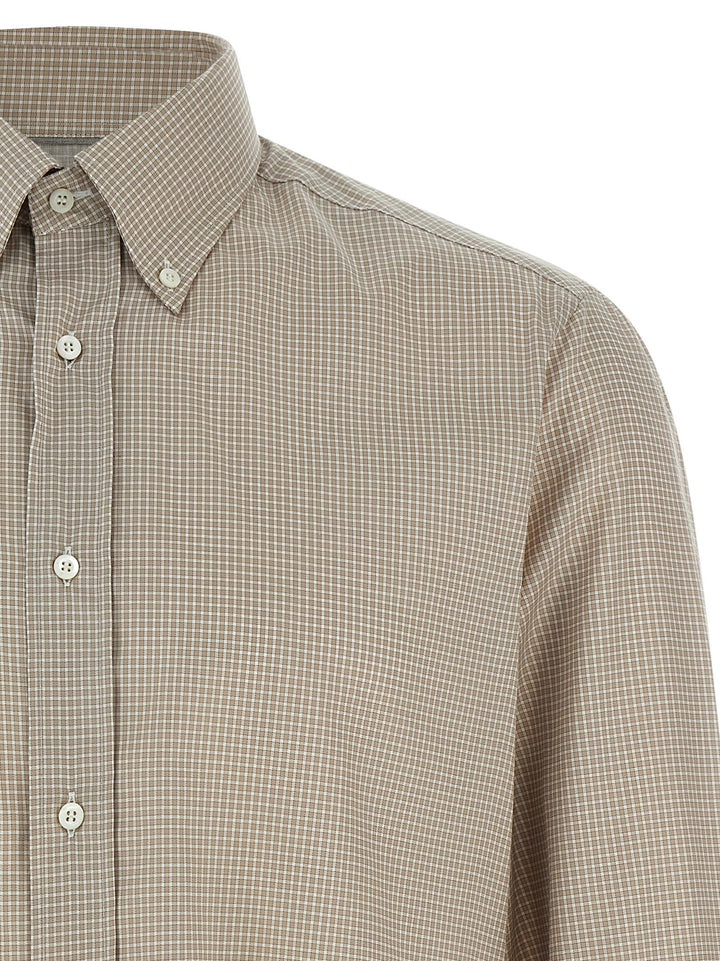 Brunello Cucinelli Check Shirt Camicie - Beige | 64e8b1dcda89a51eda262105778f50c082be76fe