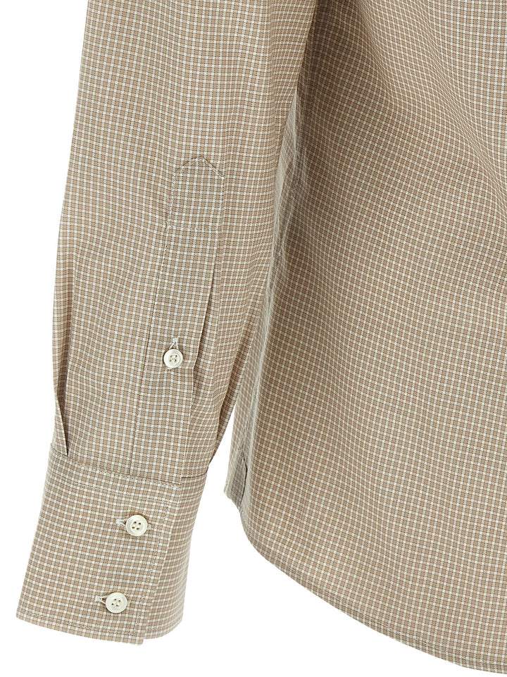 Brunello Cucinelli Check Shirt Camicie - Beige | d3b9e07655990f2904e226113e9757af652873e7