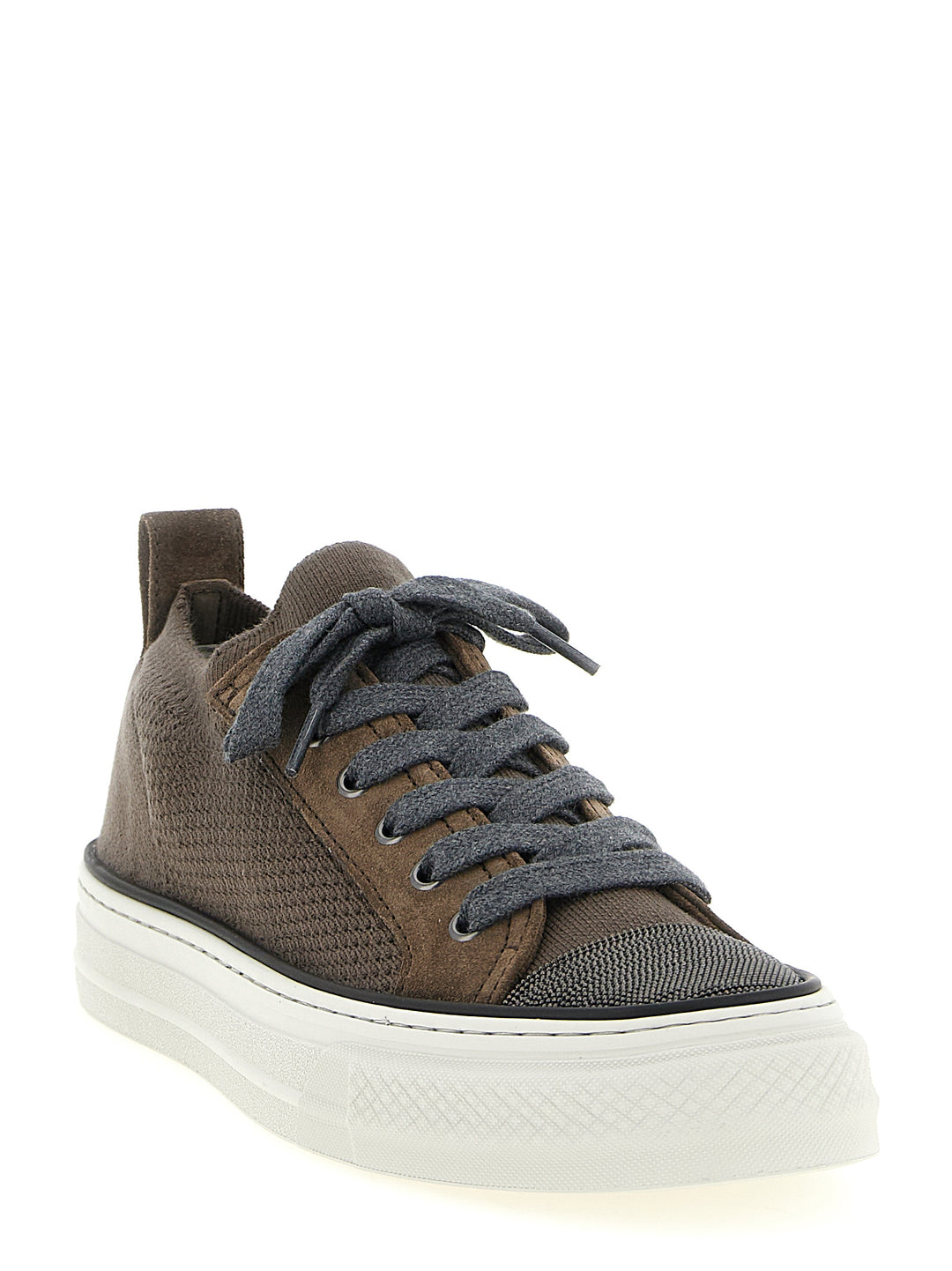 Brunello Cucinelli Monile Knit Sneakers - Marrone | b9f0de1697489e8200d9196cfd2c8928fced49e3