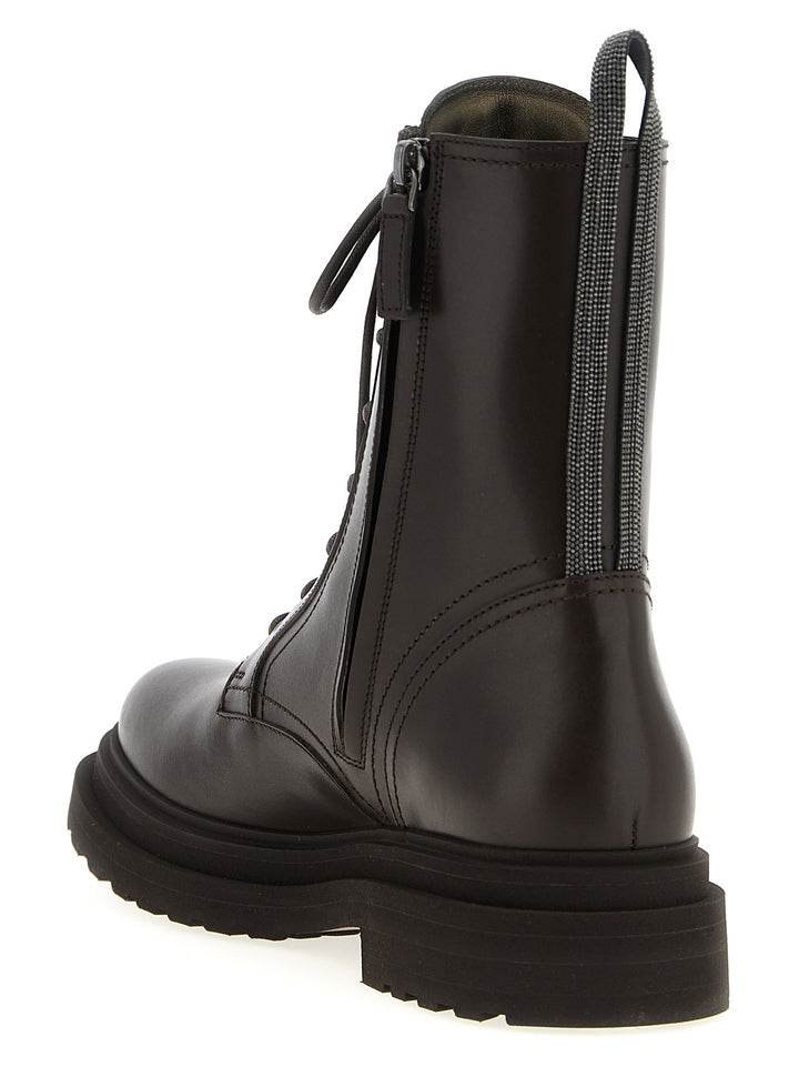 Brunello Cucinelli Shiny Loop Detail Stivali e Stivaletti - Marrone | 792f37c06c07418b56eddda998bc71bf9dc876f2