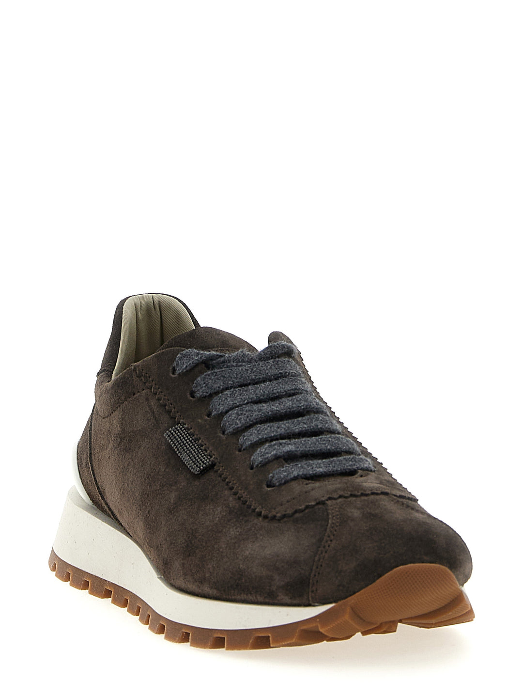 Brunello Cucinelli Shiny Tab Sneakers - Marrone | 5573363af885d065af9b99de8ba158b4b5c2fa90