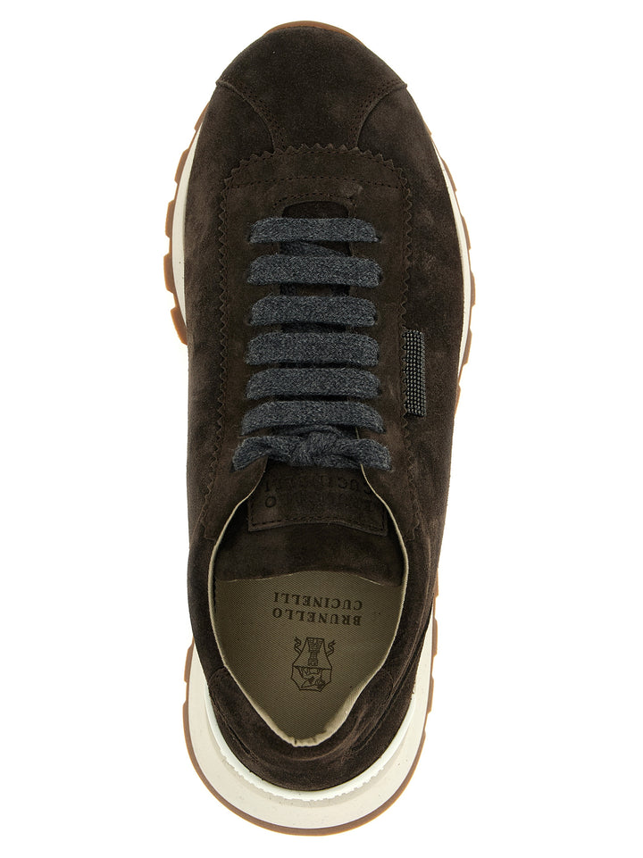 Brunello Cucinelli Shiny Tab Sneakers - Marrone | 0094e8dd0455937a50c6095beba7e3191dd25428