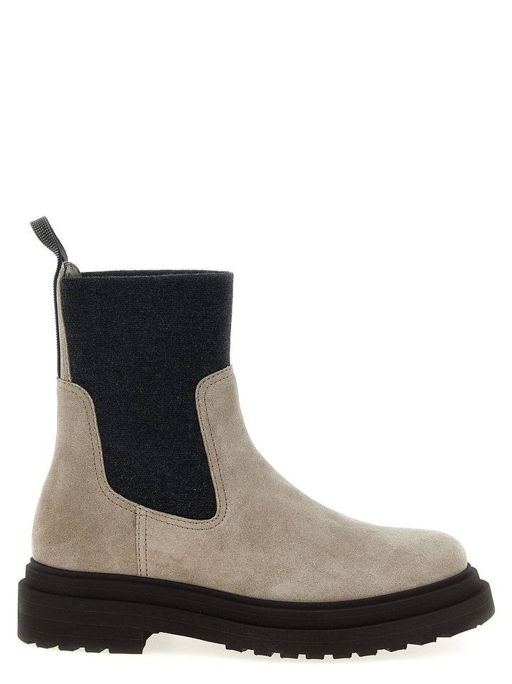 Brunello Cucinelli Precious Loop Detail Ankle Boots Stivali e Stivaletti - Beige | 86b0485a3dcf184034f147cb829d2203dfbd7f5a