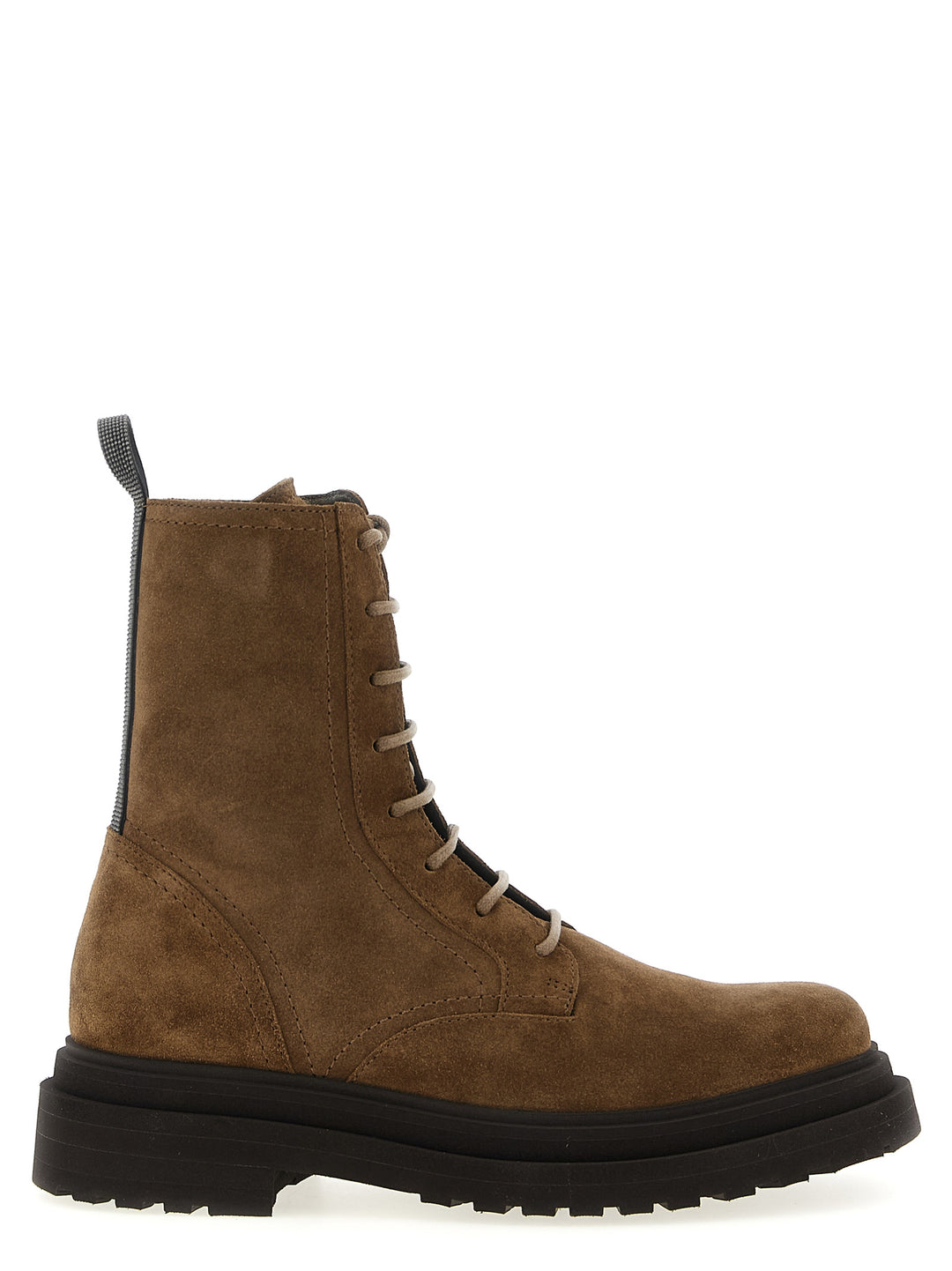 Brunello Cucinelli Suede Combat Boots Monile Stivali e Stivaletti - Marrone | c9ab6327bcd16c3ed6f85c0ab1ee28c88684ae96
