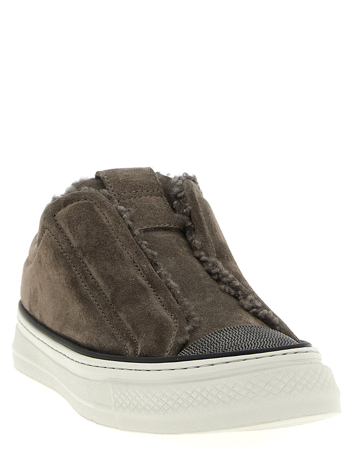 Brunello Cucinelli Precious Toe Sneakers - Grigio | b7c6cf86f86d7c8f33fe0d0ebc33d8d945b49052