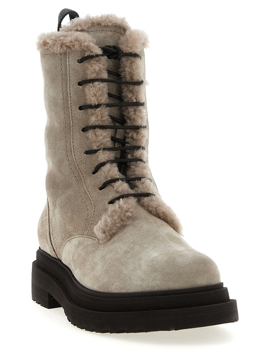 Brunello Cucinelli Suede Combat Boots Monile Stivali e Stivaletti - Grigio | 40937d167ecc98ae6873d0386577d8b676840380