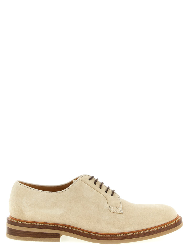 Brunello Cucinelli Suede Derby Stringate - Beige | a91f2ebb5e5da4866e598809d73d7021c4b3cce0