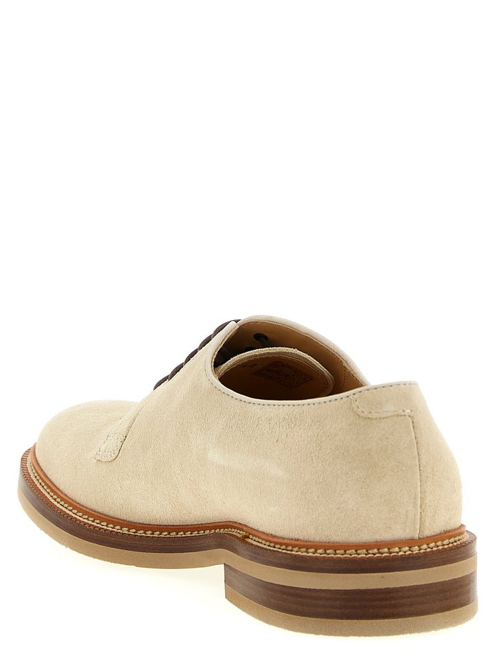 Brunello Cucinelli Suede Derby Stringate - Beige | 3ba44d25e19b437ac61c55eb1ed53530f608a335