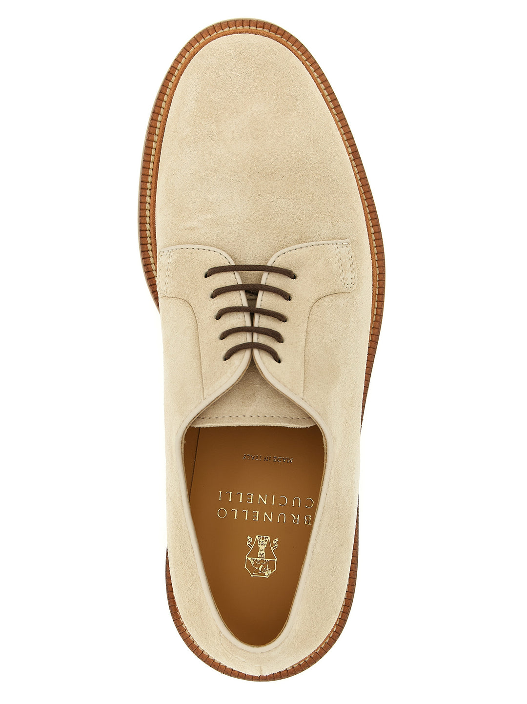 Brunello Cucinelli Suede Derby Stringate - Beige | aca2836c11af6181df9dae8cc0b4a5cebab961c7