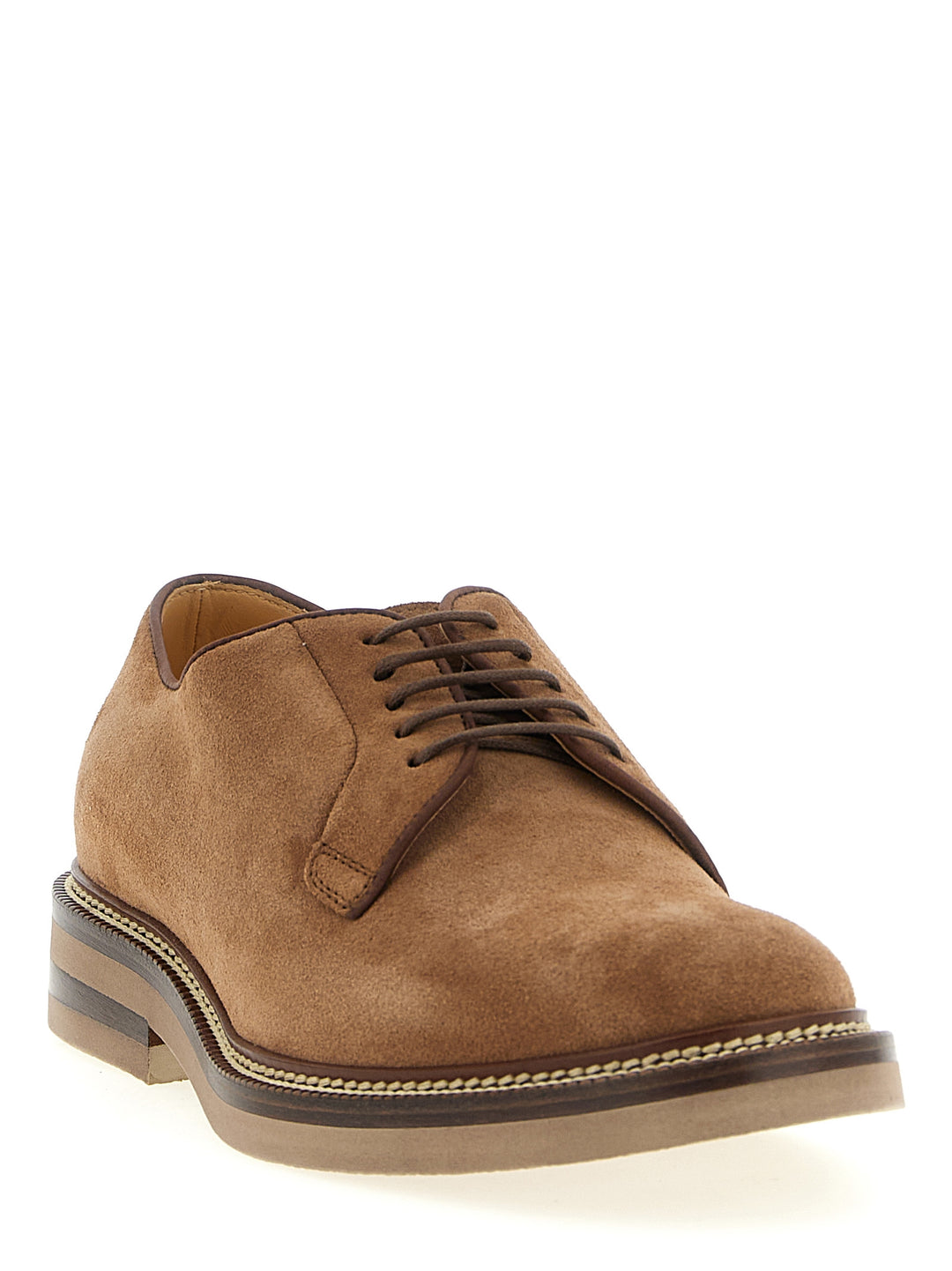 Brunello Cucinelli Suede Derby Stringate - Marrone | 2cf10bc31a51028681403b18aea0bd61f52ae668