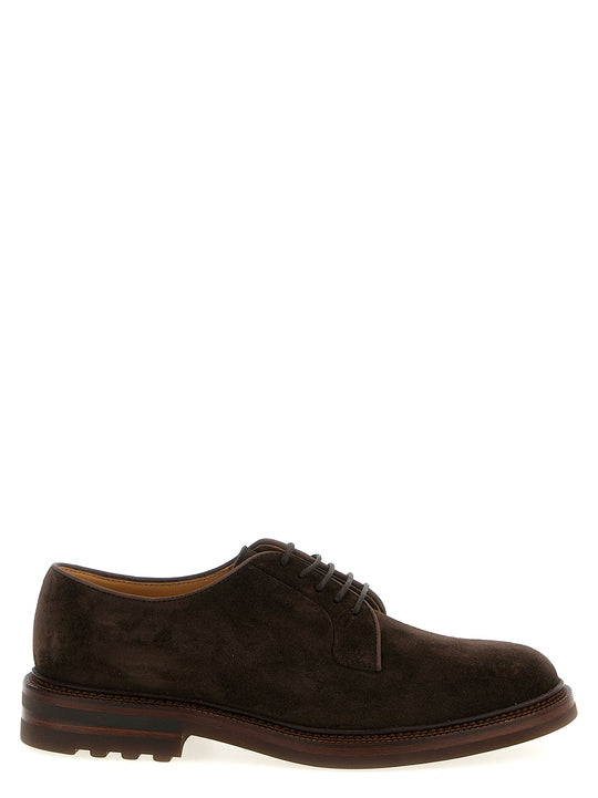 Suede Derby Stringate Marrone