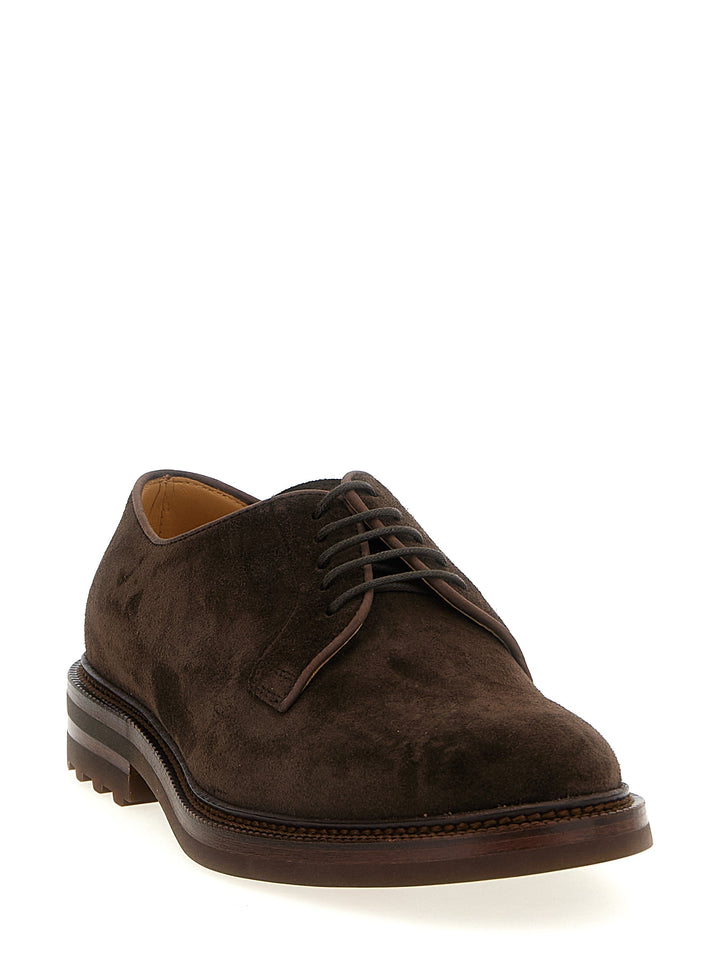 Brunello Cucinelli Suede Derby Stringate - Marrone | 2835f0d9779ef810954d9b53b4f8c721d2a9161e