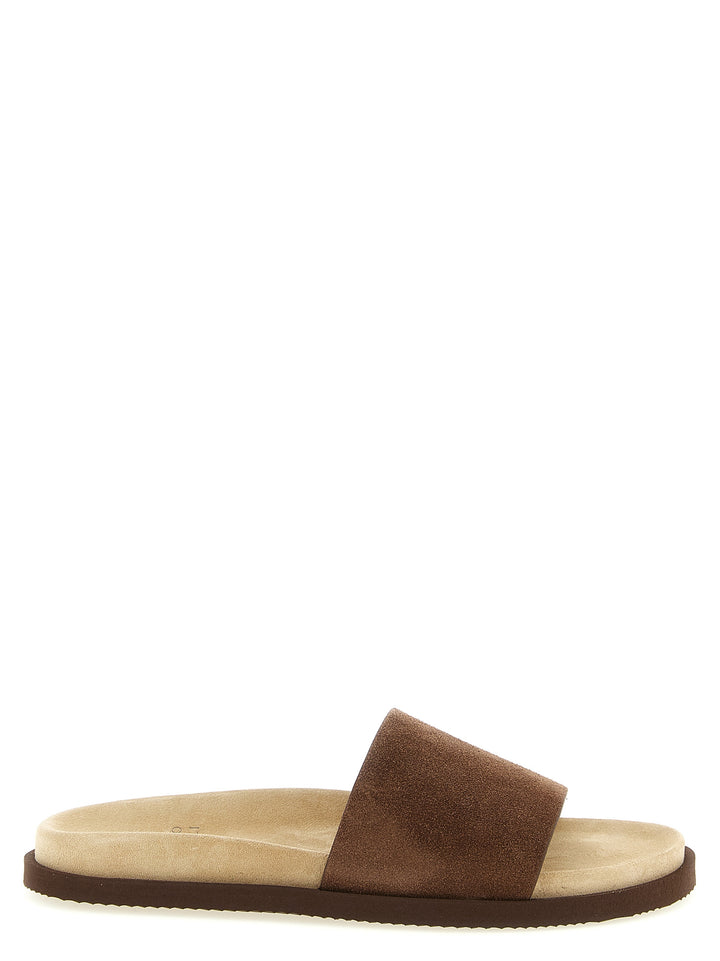 Brunello Cucinelli Suede Slides Sandali - Marrone | 0e55c31987aed1420a60853d81ca804f9ce19d8d